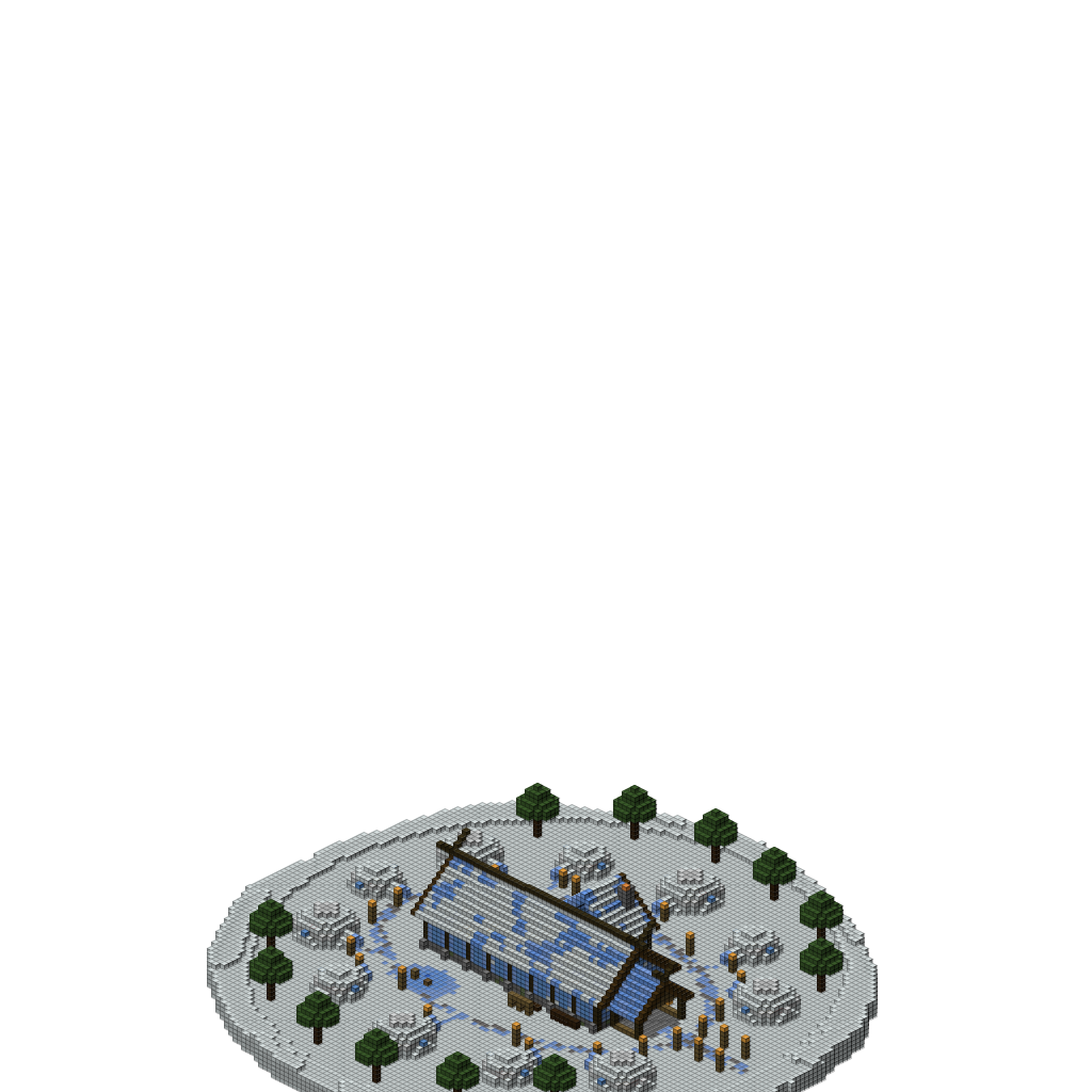 Poblado de iglús con salón vikingo de hielo