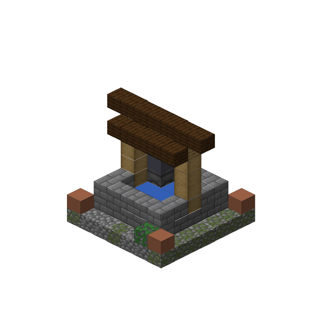 Medieval Well with Bucket, isometric render