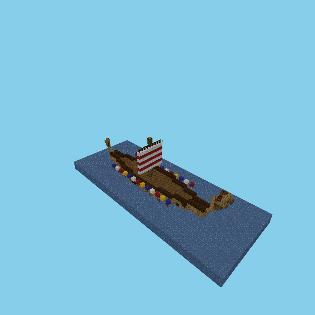 viking_longship_guided, isometric render