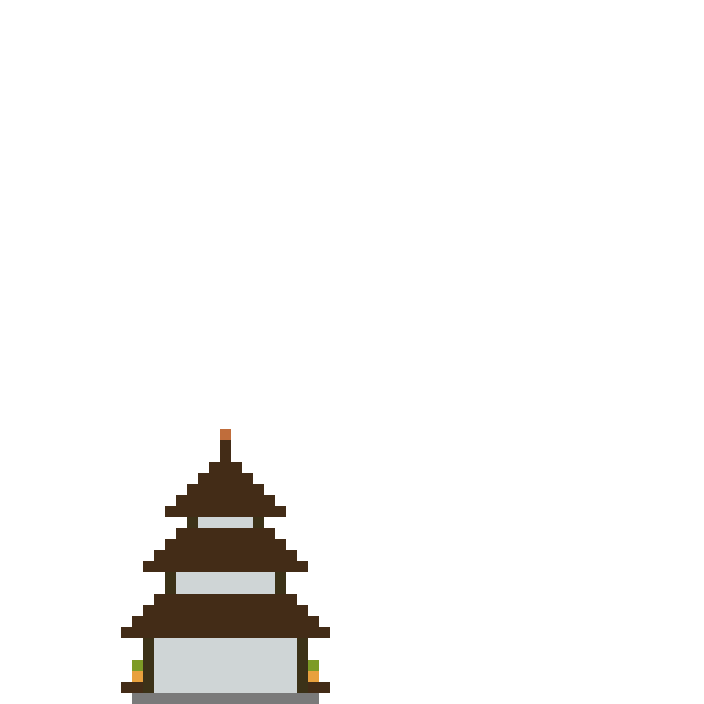 Japanese Pagoda Temple with Zen Garden (Group A) front view