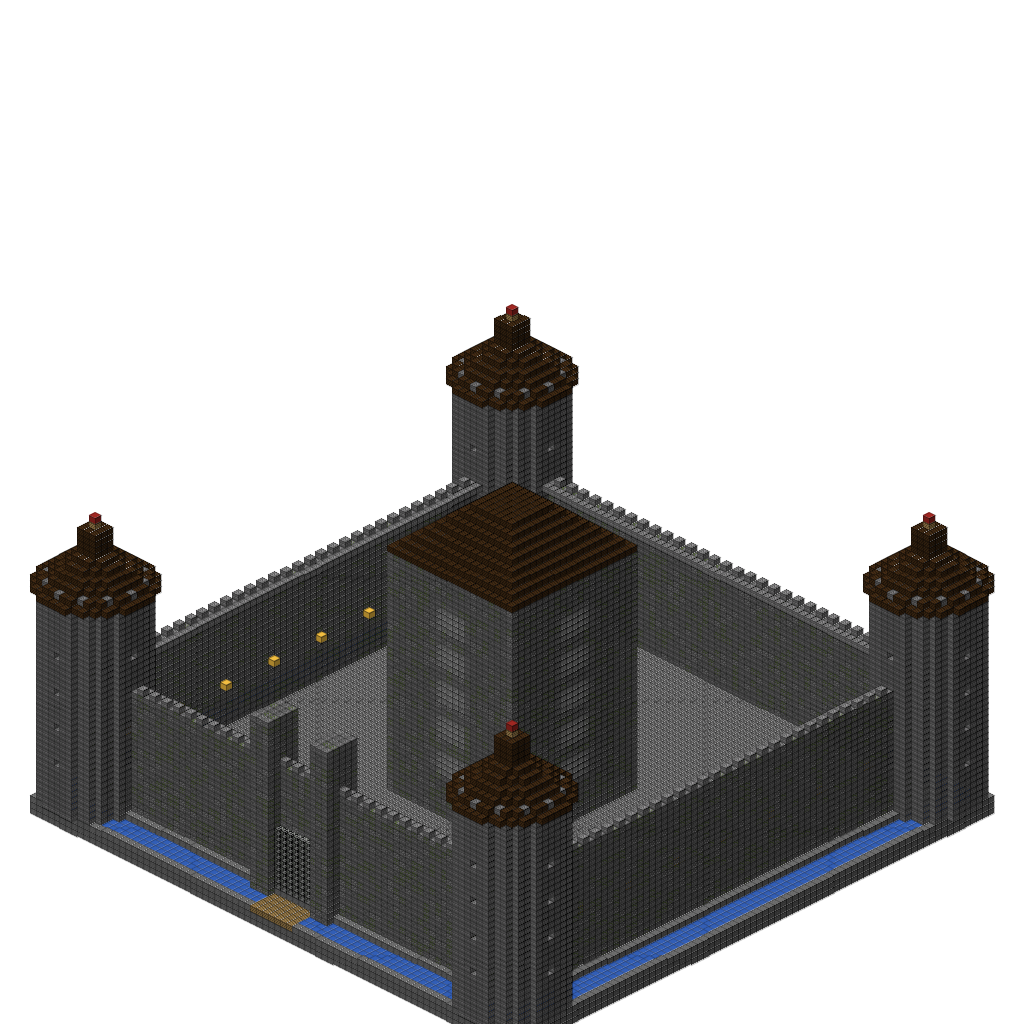Medieval Castle with Moat, isometric render
