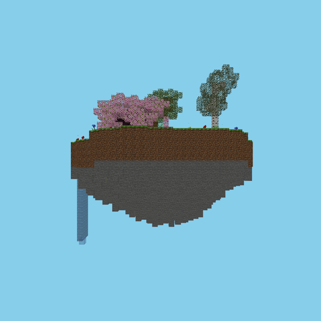[autoeval-param] Floating island with waterfall front view