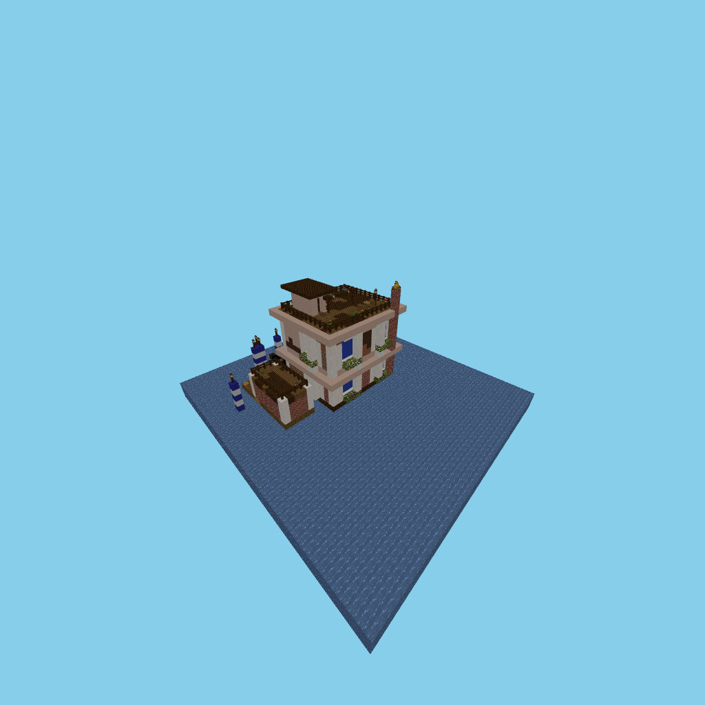 Venetian canal house v1, isometric render