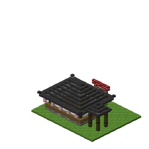 Japanese Shinto Shrine, isometric render