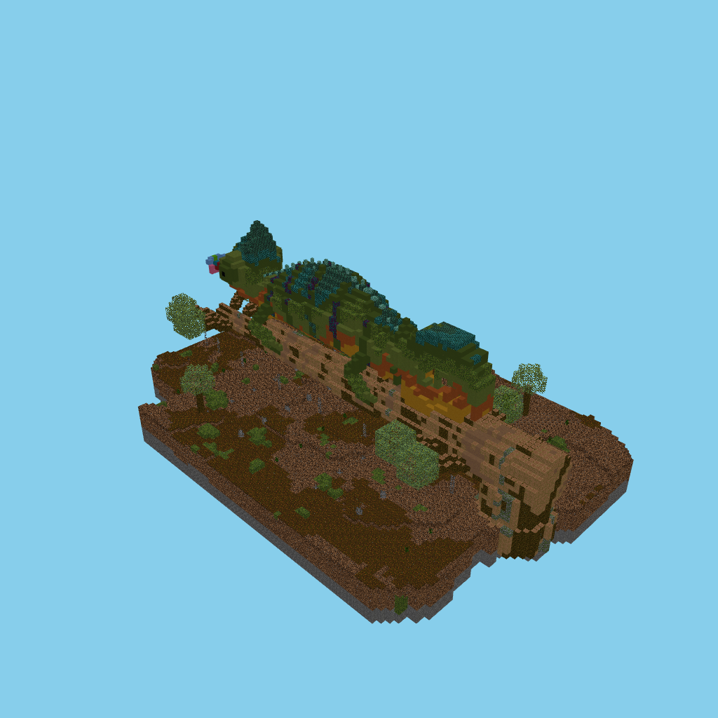 Colossal chameleon on a branch (guided) isometric view