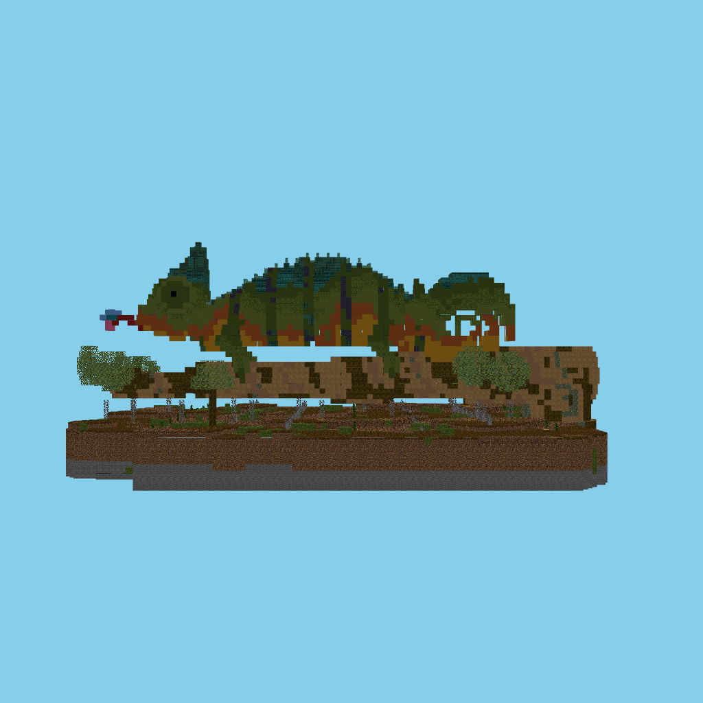 Colossal chameleon on a branch (guided) side view