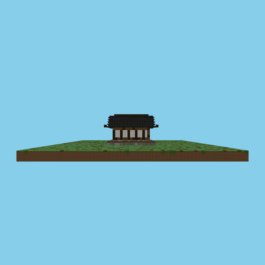 Casa japonesa con jardín de sakuras front view