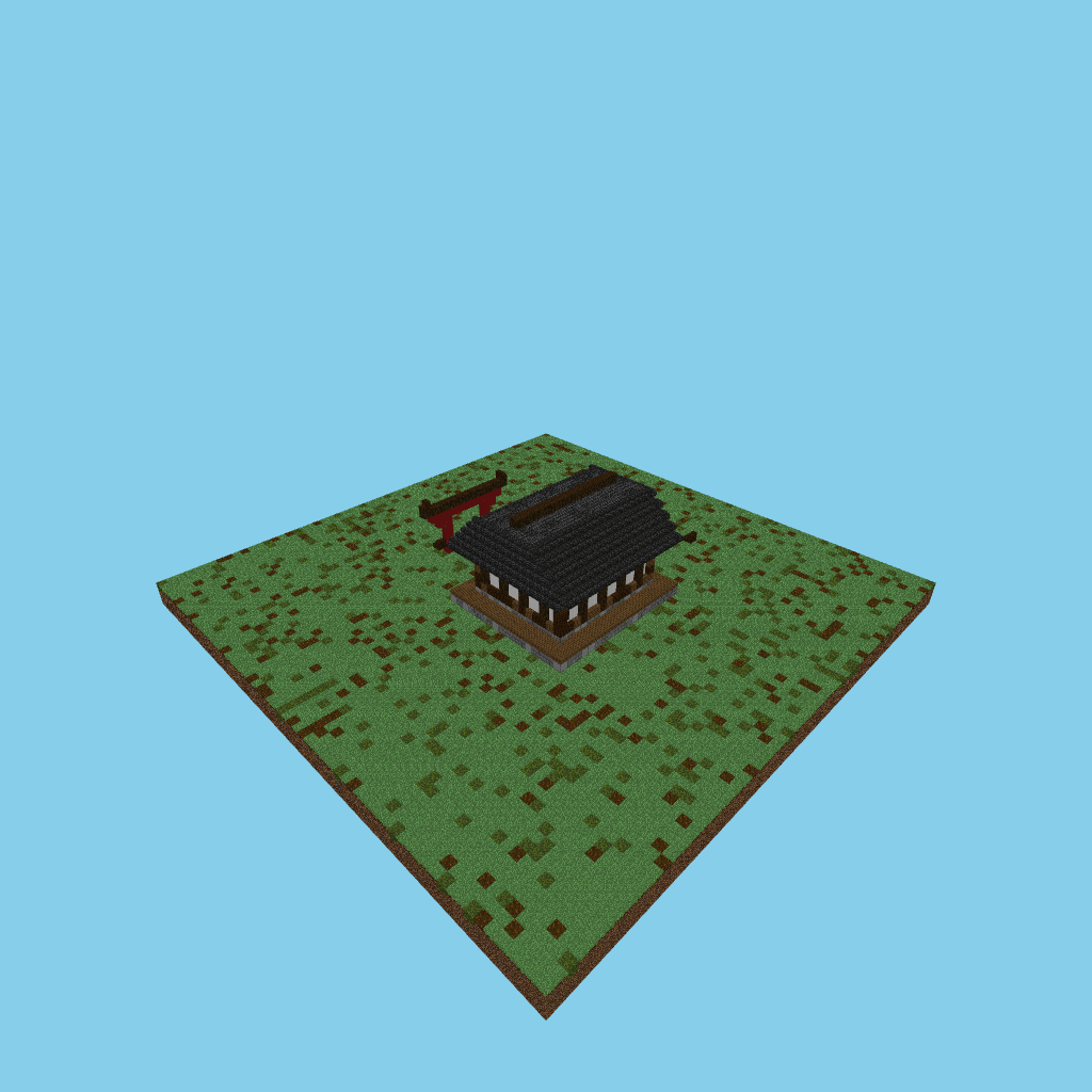 Casa japonesa con jardín de sakuras, isometric render