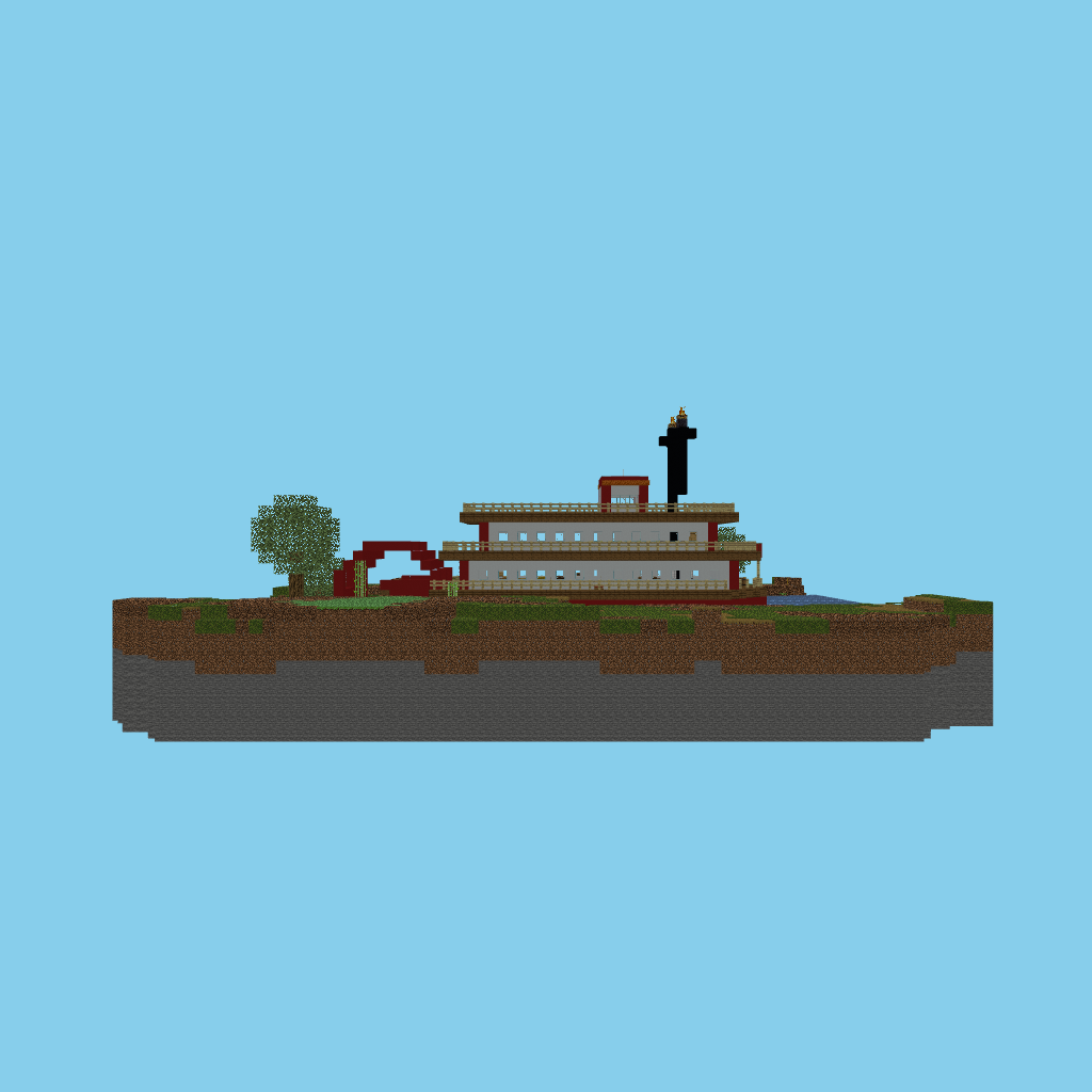 Autoeval — Mississippi paddle steamer (guided) front view