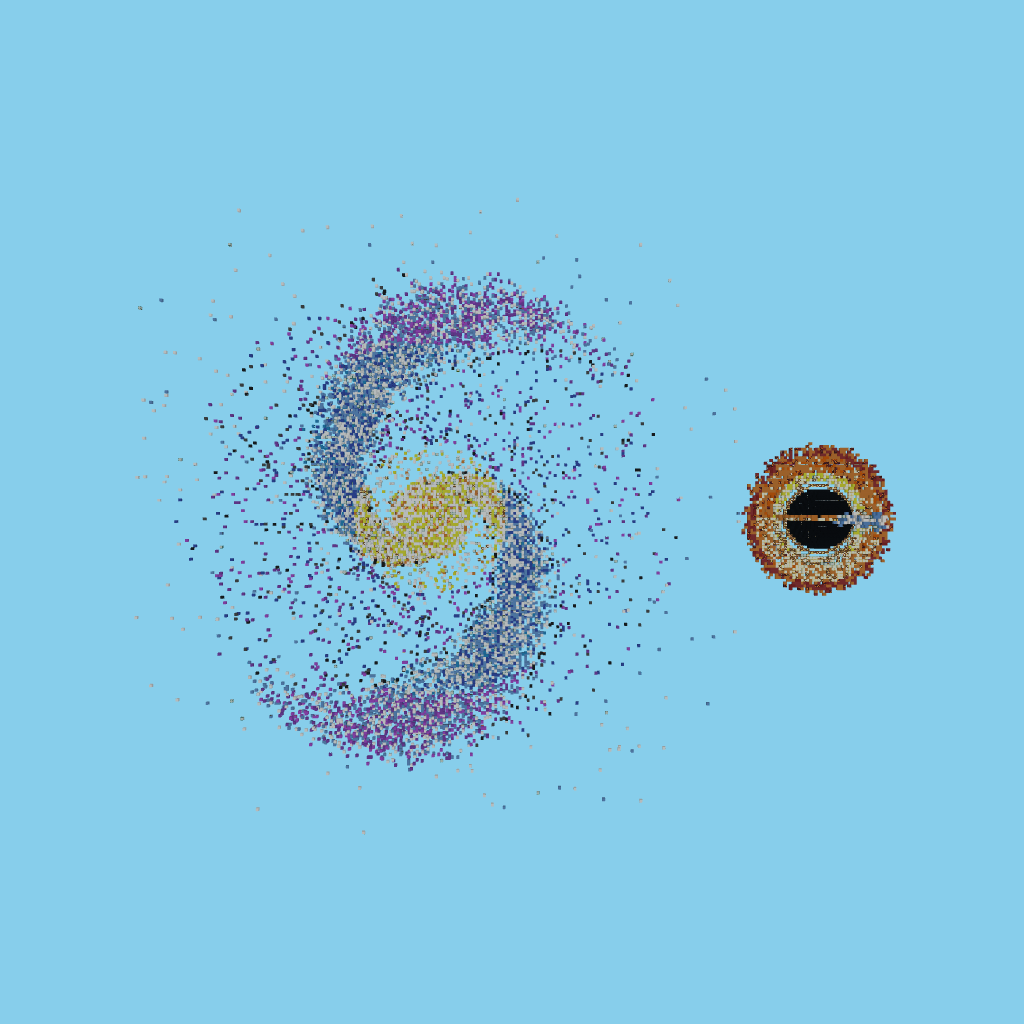 Galaxia Espiral + Agujero Negro Gargantua top view
