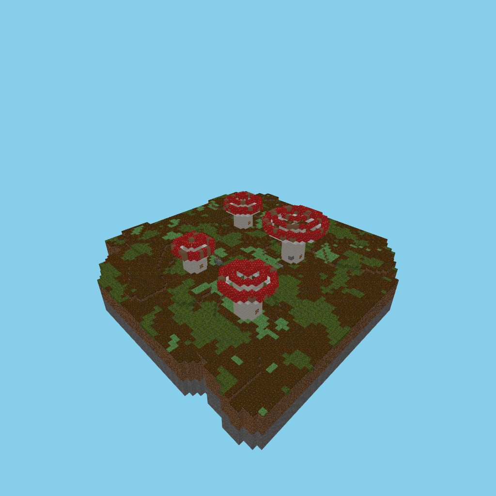 A-guided mushroom fairy village, isometric render