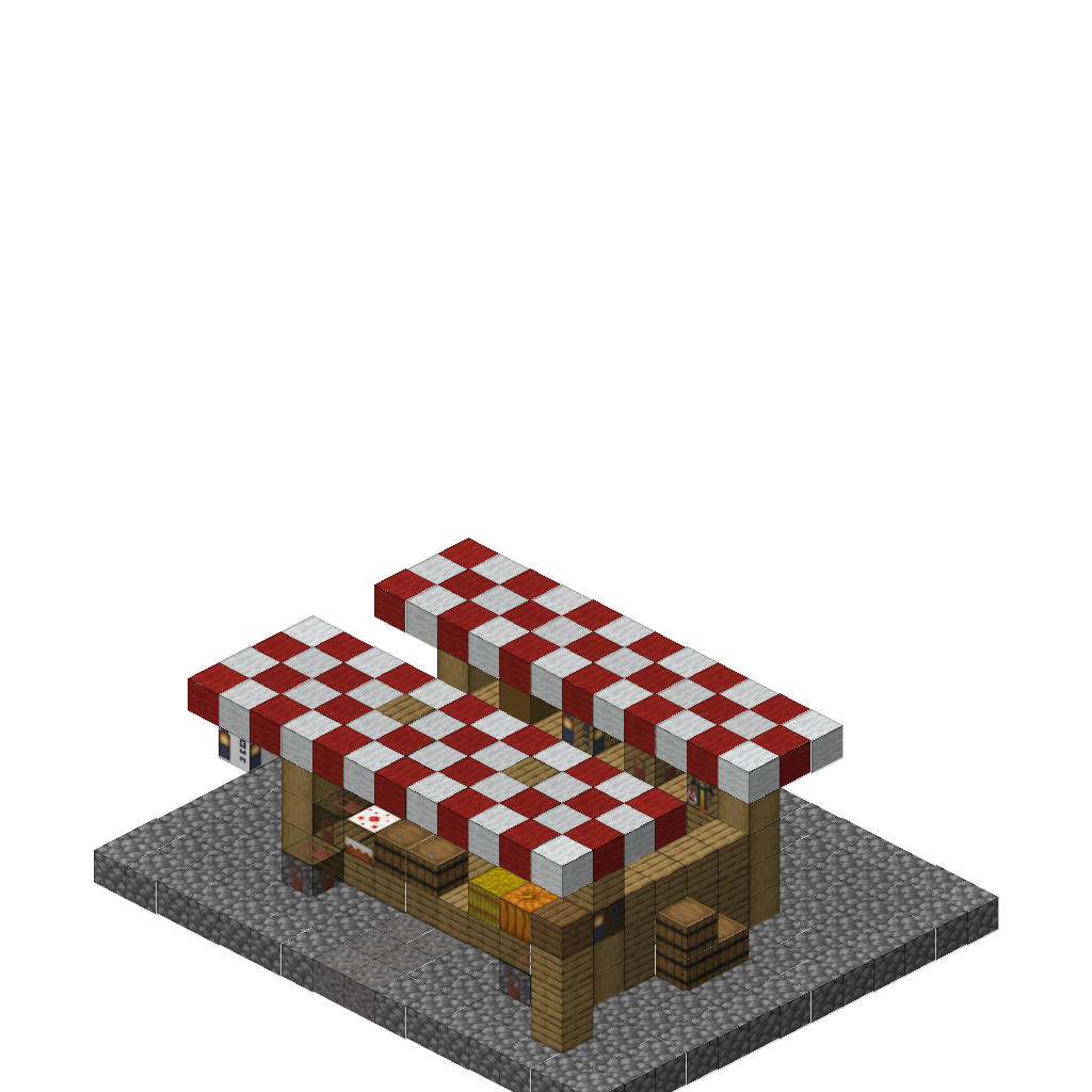 Market Stall with Goods (Group A), isometric render