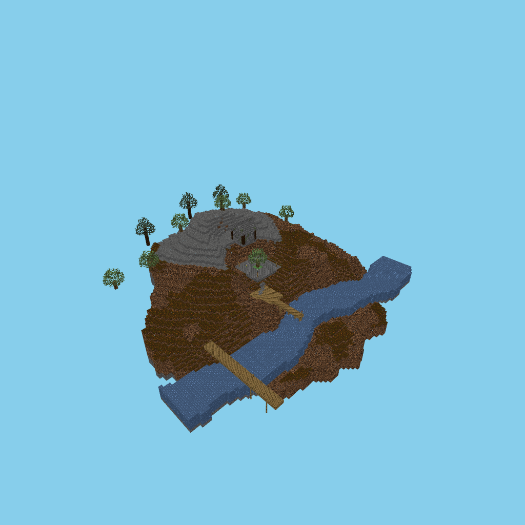 (self-directed test build) Una pequeña ermita de piedra en t, isometric render