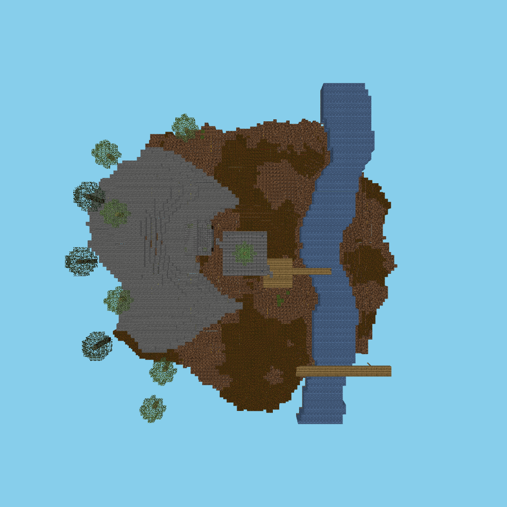 (self-directed test build) Una pequeña ermita de piedra en t top view