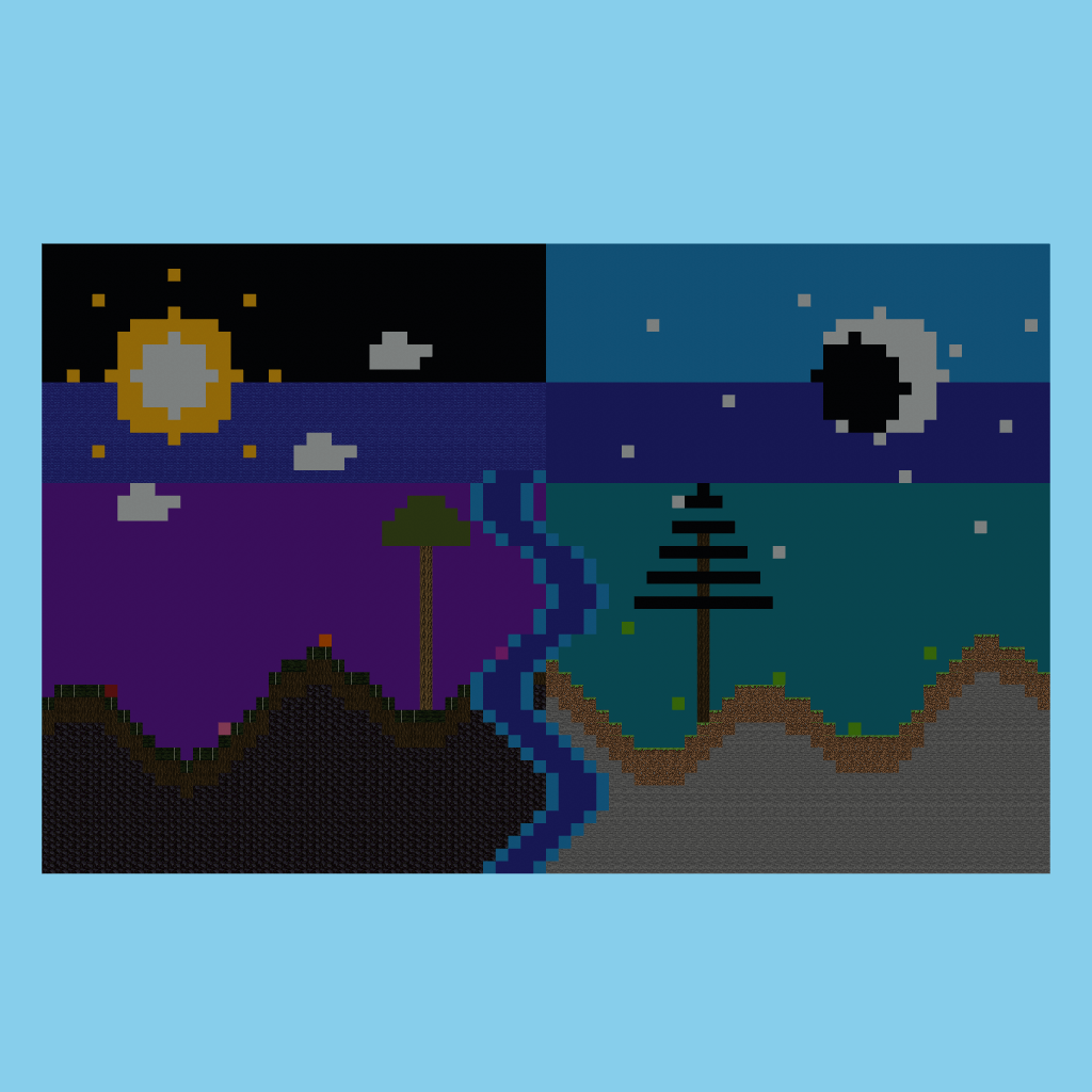Day-Night Split Landscape Mural front view