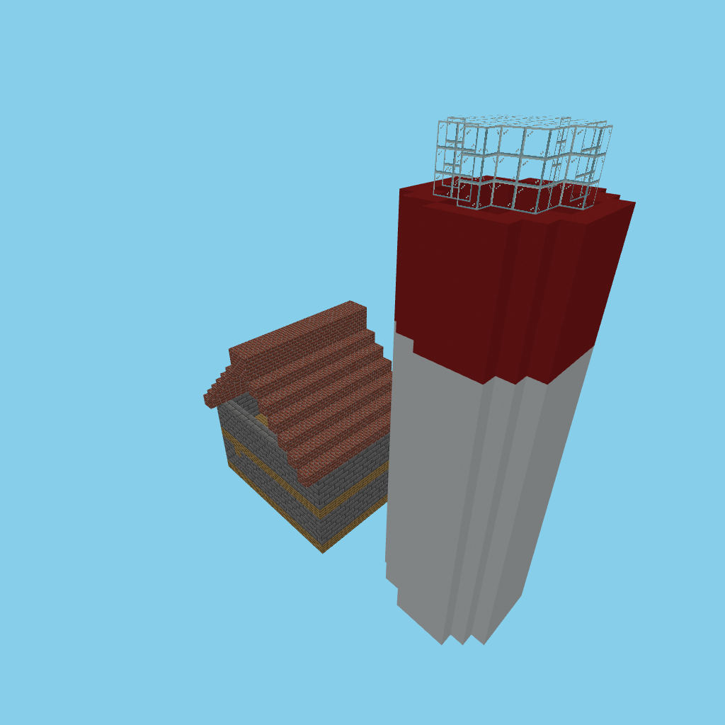 A-bare lighthouse-keeper complex, isometric render
