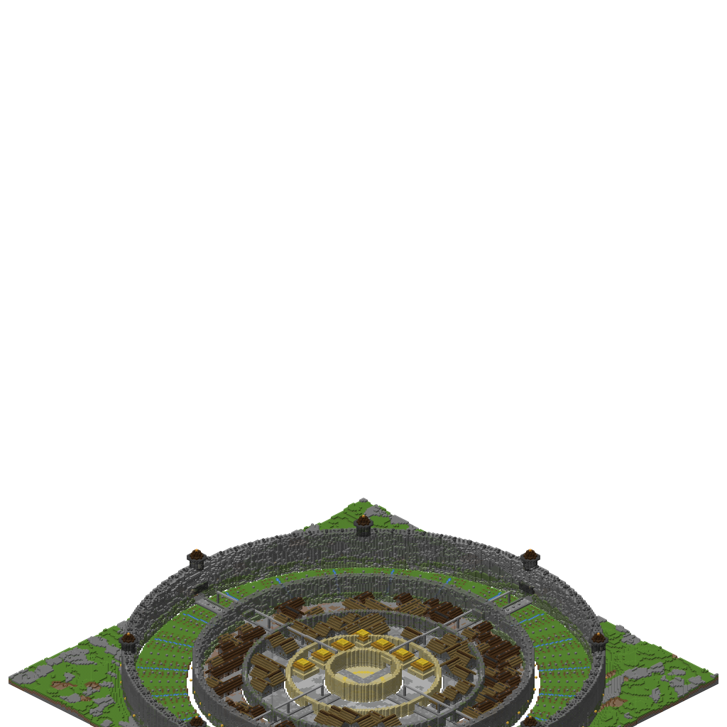 Ba Sing Se - Phase 2 v3: Fixed Roofs + Varied Houses, isometric render