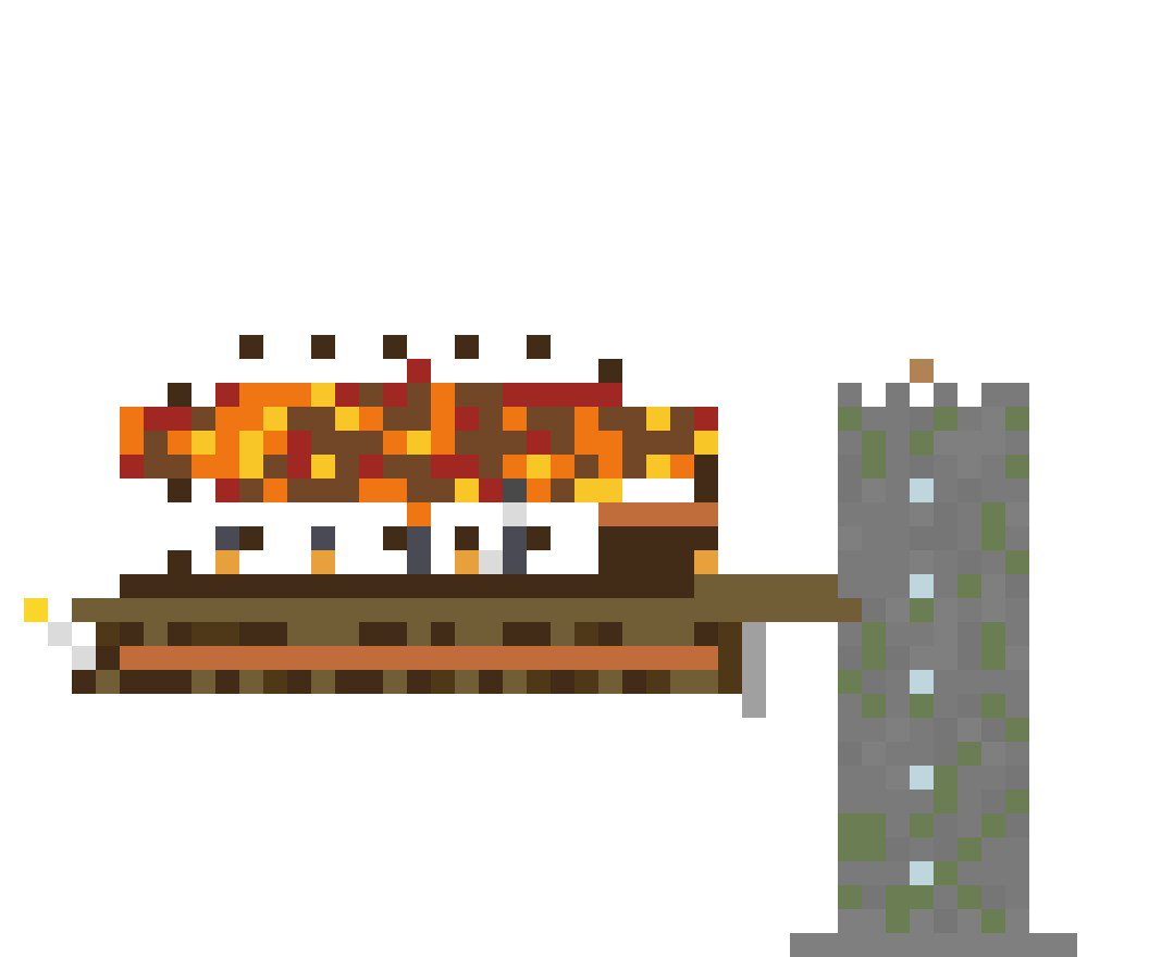 Steampunk Airship Docked at Tower (MCP Pipeline) front view