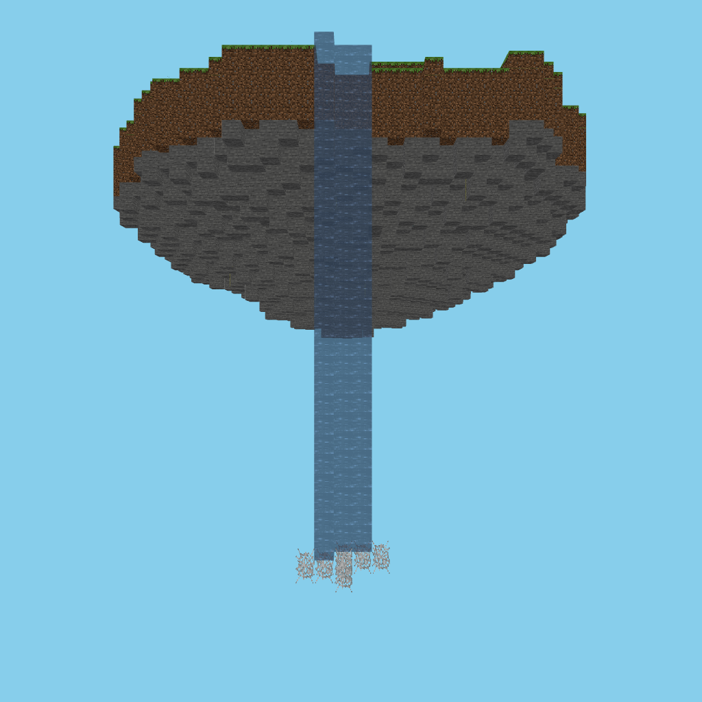 [autoeval-param] Floating island waterfall front view