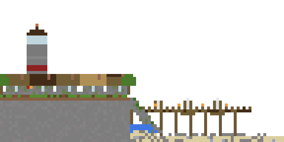 Fishing Village on Cliff front view