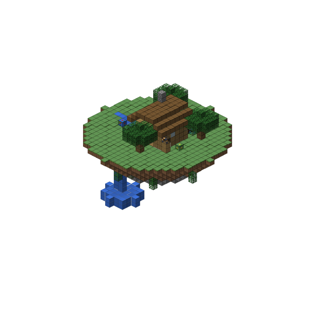 Floating Island with Waterfall (Phase 1) (Group A), isometric render