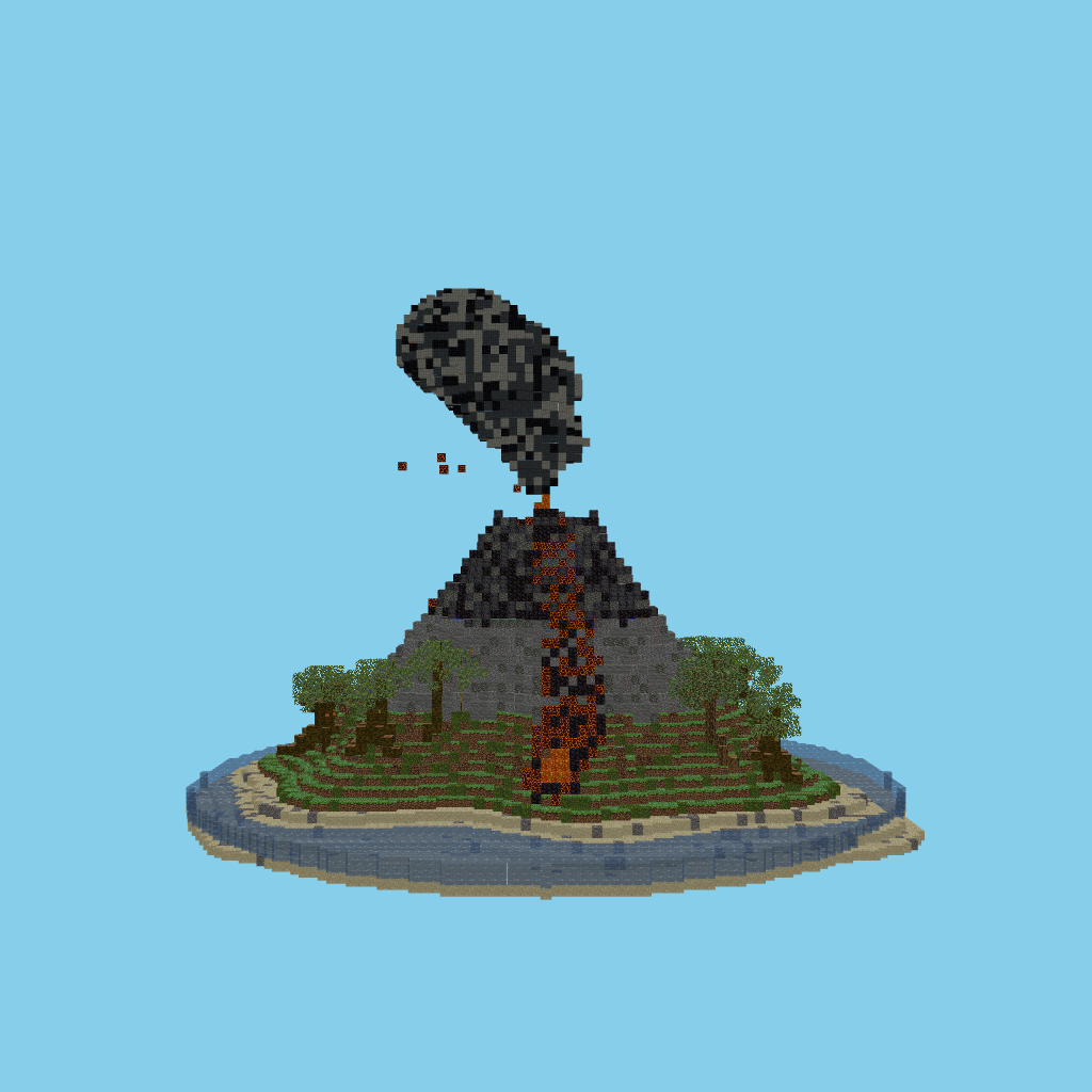 Expo paramétrica #8 — Isla volcánica en erupción front view