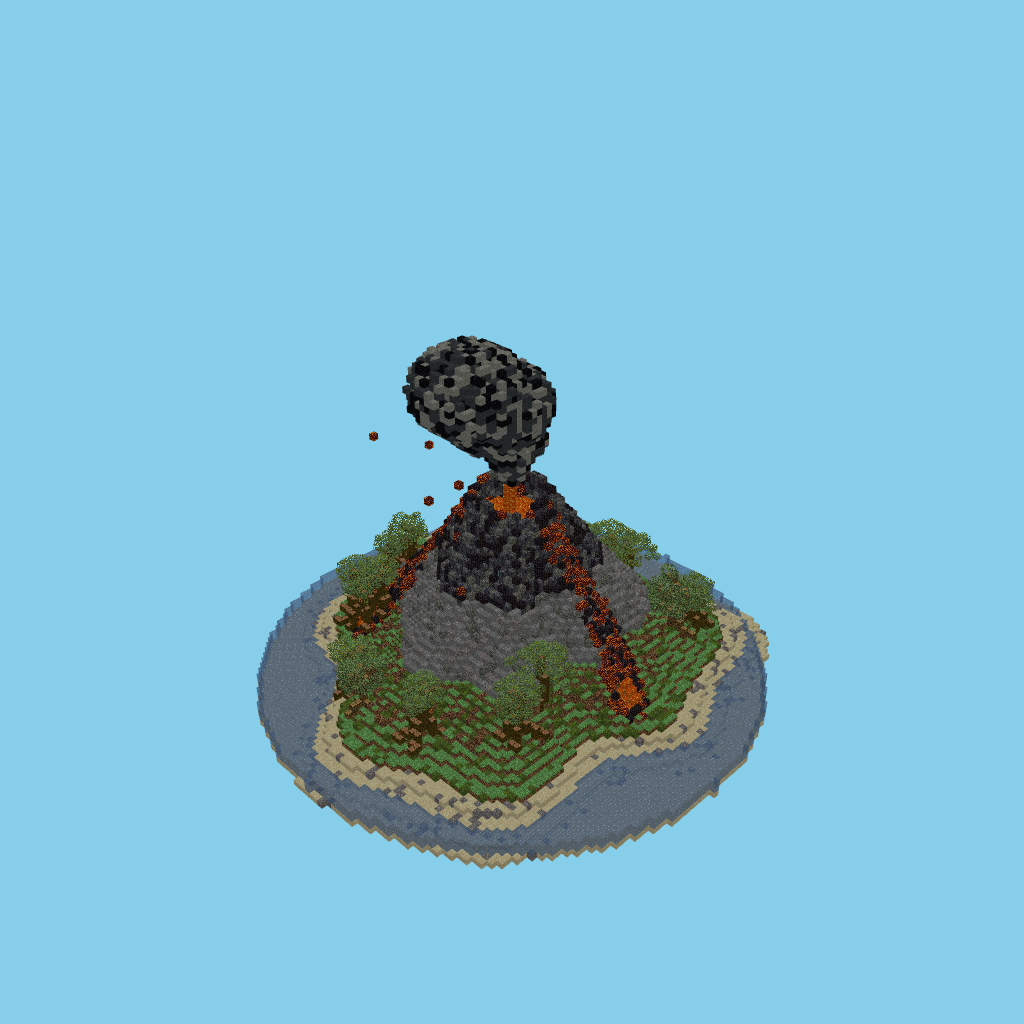 Expo paramétrica #8 — Isla volcánica en erupción