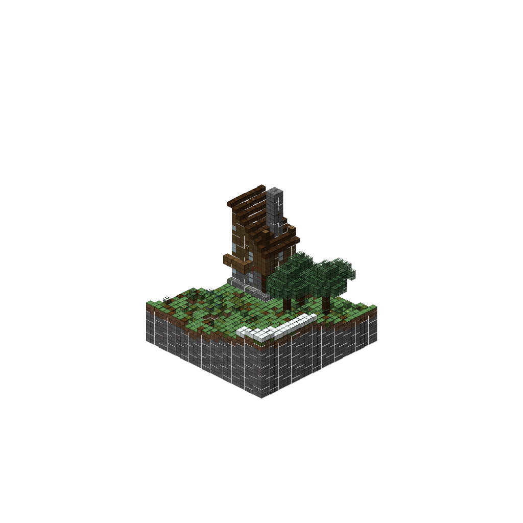 Alpine Mountain Chalet, isometric render