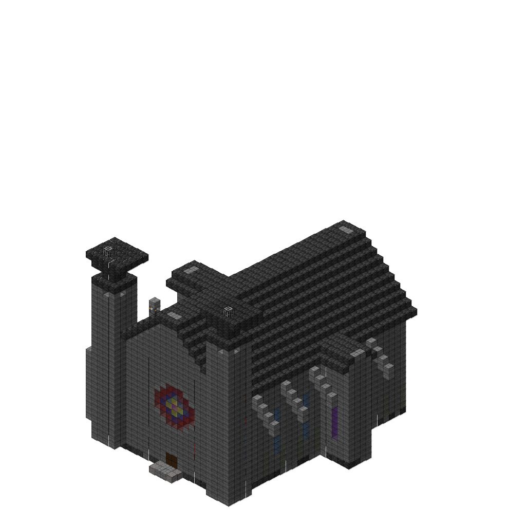 Gothic Cathedral with Flying Buttresses (MCP Pipeline), isometric render