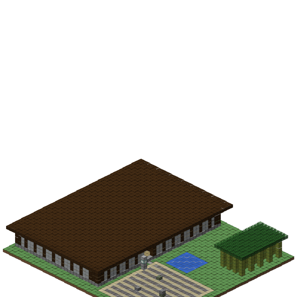 Modern Japanese Zen House, isometric render