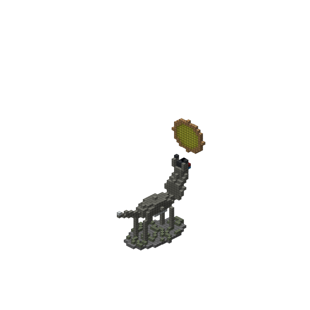 Giant Wolf Howling at Moon (Group A), isometric render
