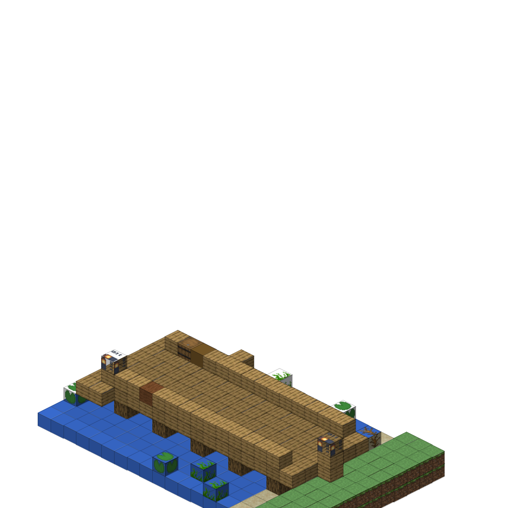 Fishing Dock with Boat, isometric render