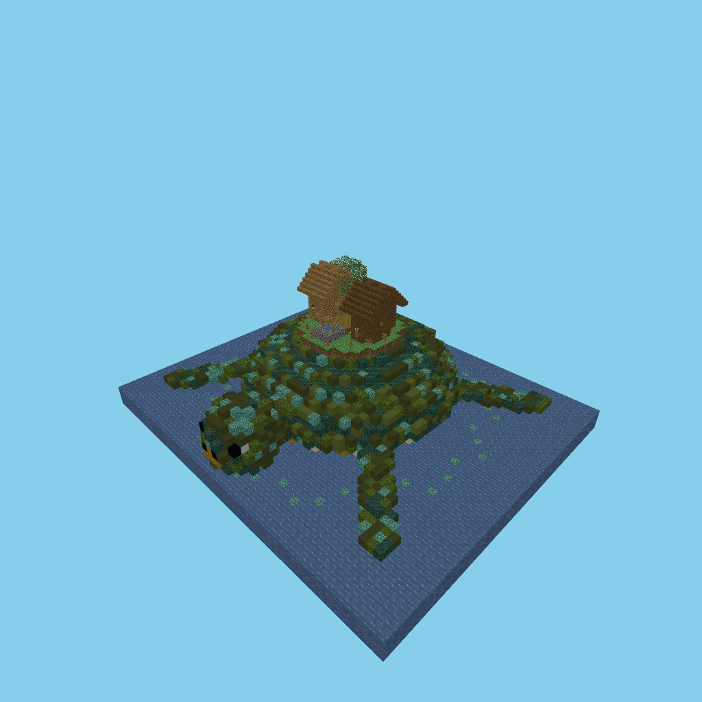 sea turtle village guided, isometric render