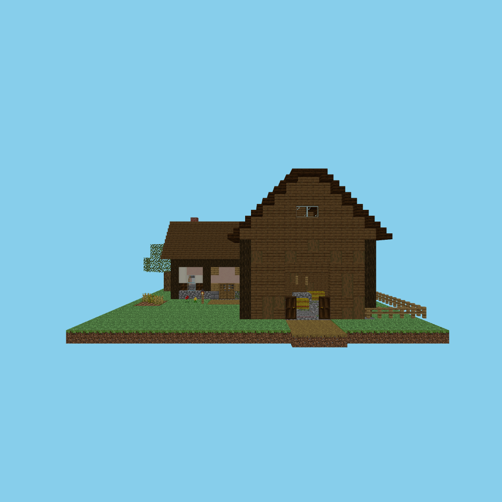 L-Farmhouse + Barn (guided) front view