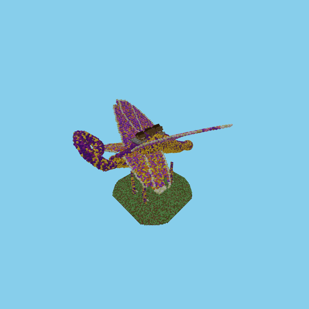 Stained Glass Dragon-Butterfly, isometric render