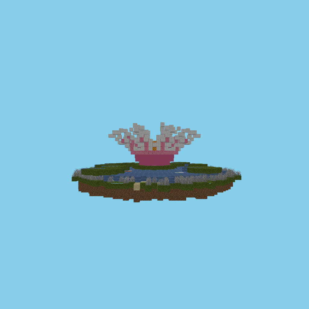 Giant lotus on koi pond (guided) front view