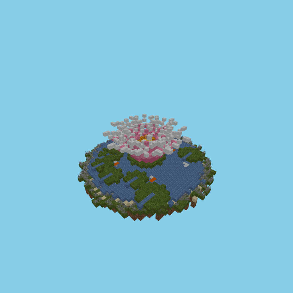 Giant lotus on koi pond (guided)