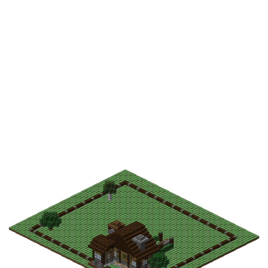 Cozy Medieval Cottage with Garden, isometric render