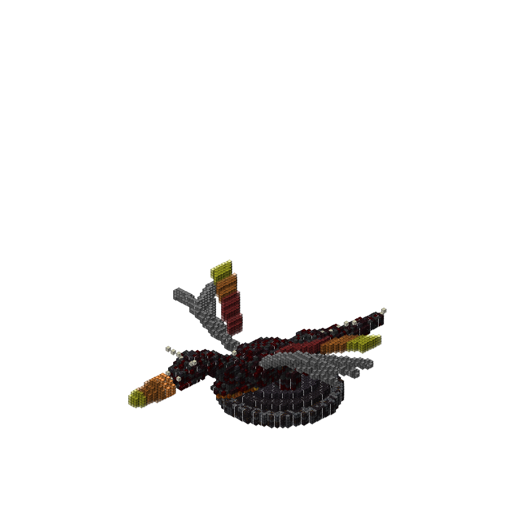 Dragon de fuego con alas abiertas (Phase 1), isometric render