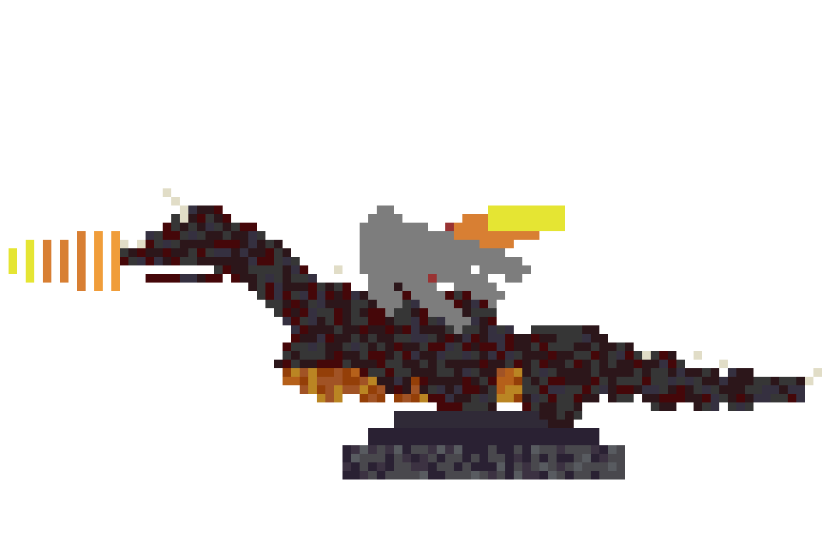 Dragon de fuego con alas abiertas (Phase 1) side view