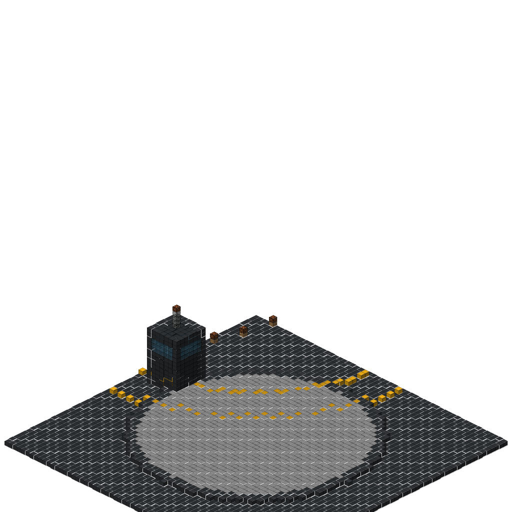 Sci-Fi Landing Pad with UFO, isometric render