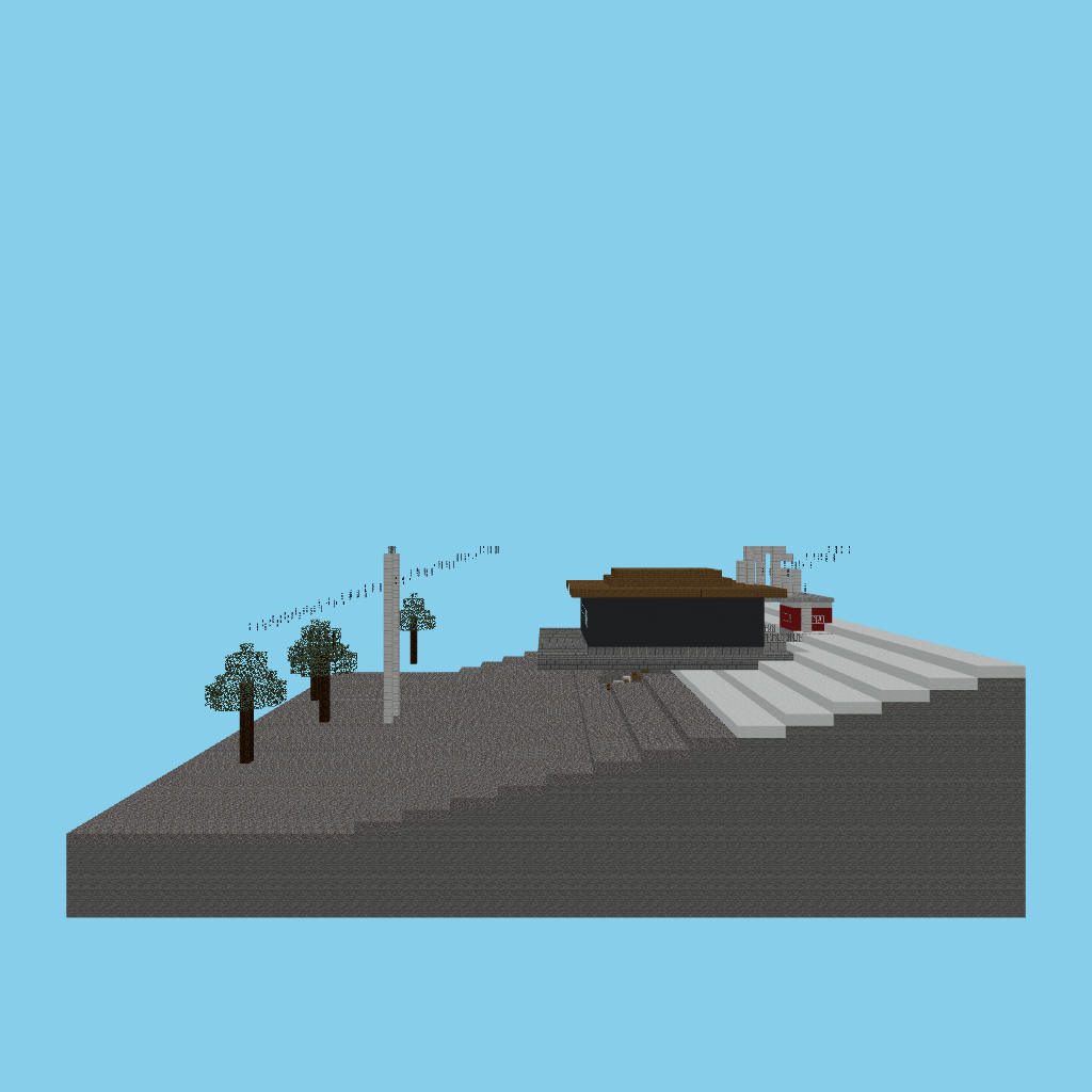 Alpine cable-car summit station (bare) front view