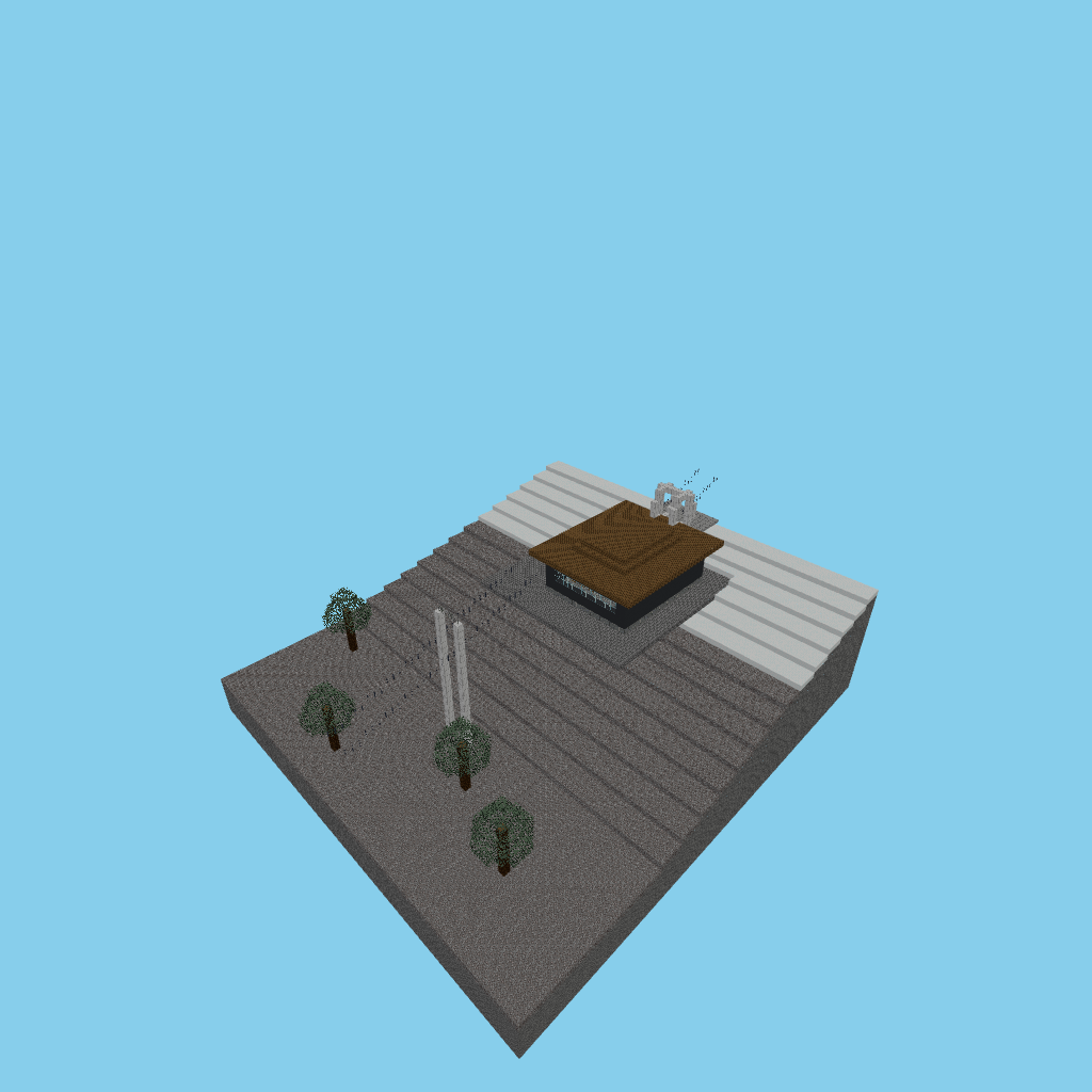Alpine cable-car summit station (bare) isometric view
