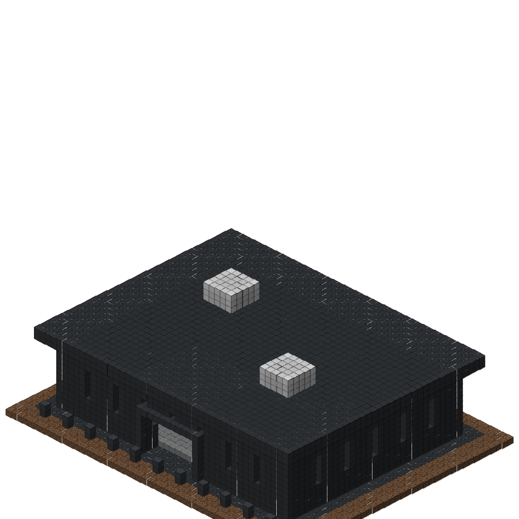Brutalist Concrete Bunker, isometric render