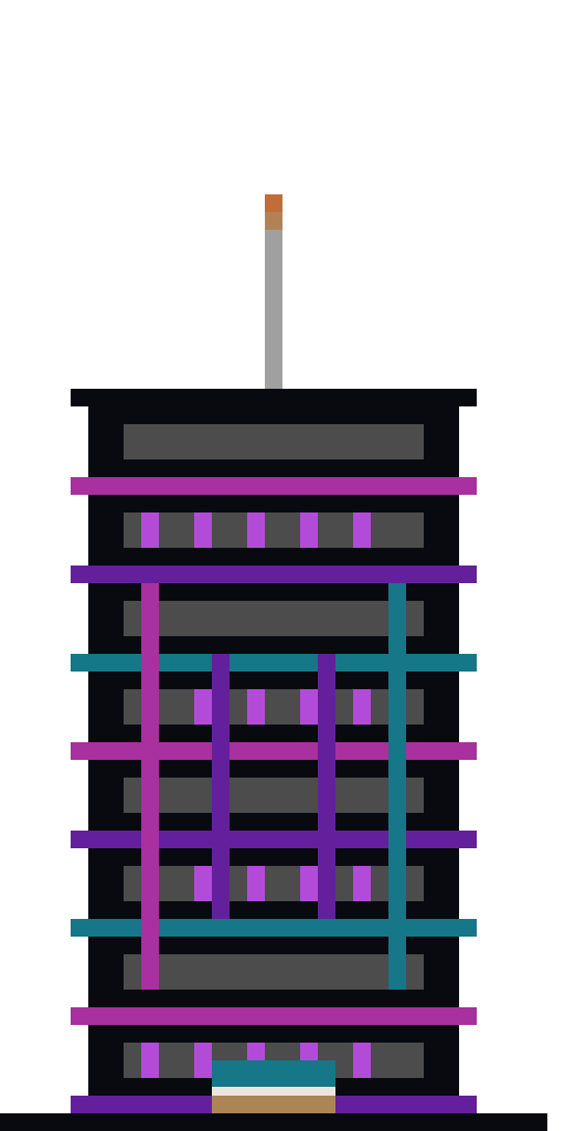 Cyberpunk Neon Tower front view