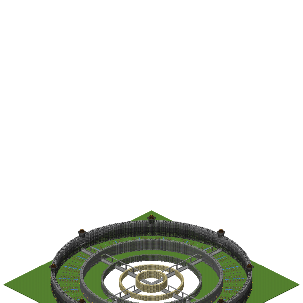 Ba Sing Se - Phase 1 v4: Gradient Walls + Relief Terrain, isometric render