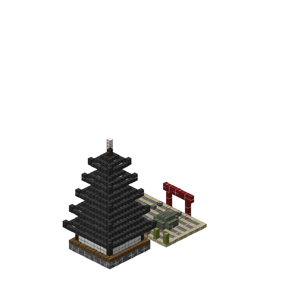 Japanese Pagoda Temple (Phase 1), isometric render