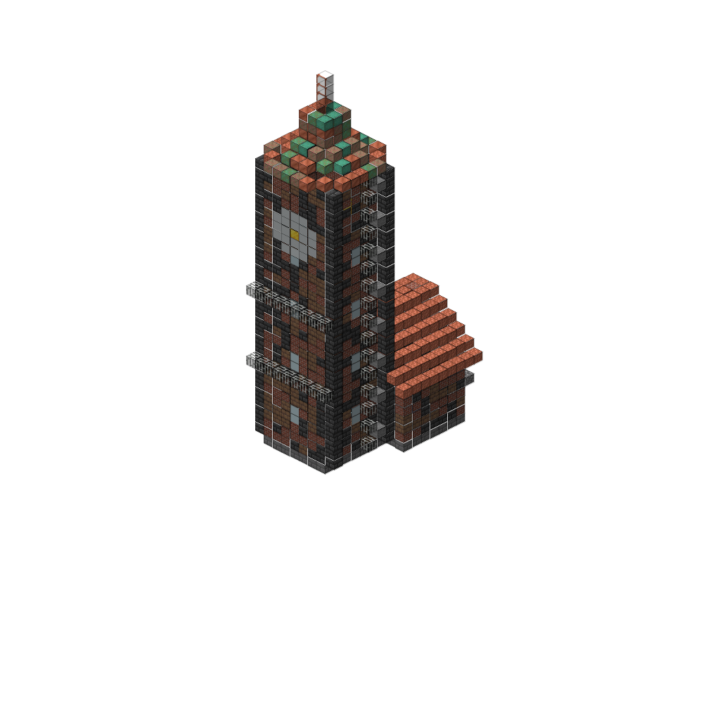 Steampunk Clocktower (Phase 1), isometric render