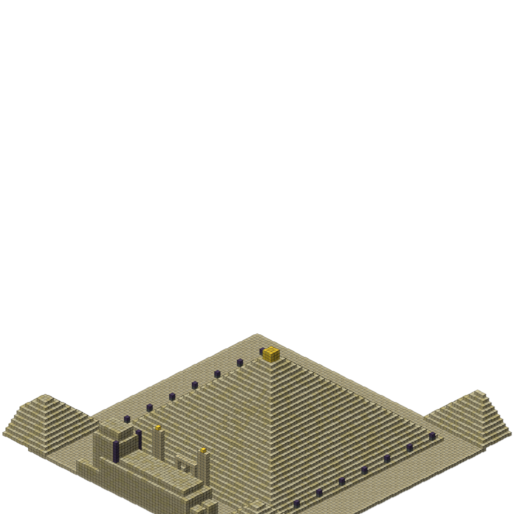 Egyptian Pyramid with Sphinx, isometric render