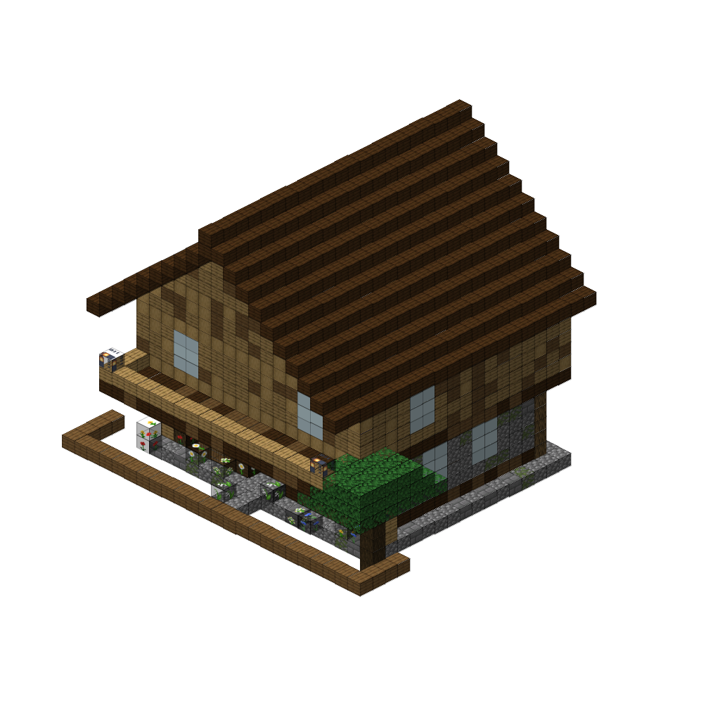 Fantasy Tavern with Balcony, isometric render